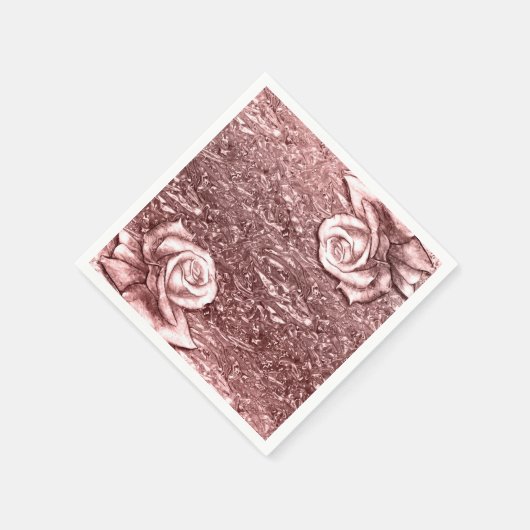 Rose Gold Liquid Chrome Metallic Chic Glam Party Serviette (Ecke)