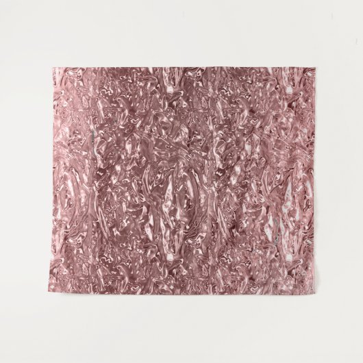 Rose Gold Liquid Chrome Metallic Chic Glam Wandteppich (Vorderseite (Horizontal))