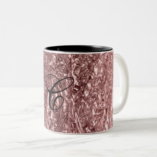 Rose Gold Liquid Chrome Metallic Chic Glam Zweifarbige Tasse (VorderseiteRechts)