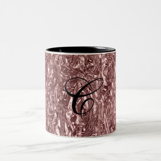 Rose Gold Liquid Chrome Metallic Chic Glam Zweifarbige Tasse (Mittel)