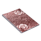 Rose Gold Liquid Chrome Metallic Floral Rose Notizblock (Rechte Seite)