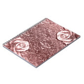 Rose Gold Liquid Chrome Metallic Floral Rose Notizblock (Linke Seite)