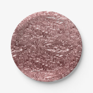 Rose Gold Liquid Chrome Metallic Glam Party Pappteller