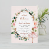 Rose Gold Little Ballerina Kindergeburtstag Folieneinladung (Stehend vorne)