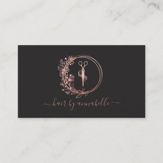 Rose-Gold-Logo-Friseurliste Visitenkarte (Vorderseite)