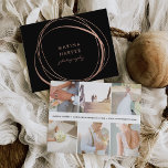 Rose-Gold-Logo für moderne Imitate Postkarte<br><div class="desc">Diese eleganten Postkarten sind perfekt für Fotografen,  Schminkkünstler und Schönheitsexperten geeignet und verfügen über ein abstraktes Logo der Imitate Rose Gold auf einem schwarzen Hintergrund mit Ihrem Firmennamen in der Mitte. Fügen Sie Ihre Kontaktdaten auf der Rückseite zusammen mit sechs quadratischen Fotos hinzu,  um Ihre beste Arbeit zu zeigen.</div>