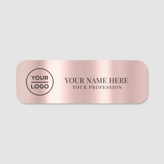Rose Gold Logo Mitarbeiter magnetisch, Sicherheit Namensschild (Vorderseite)
