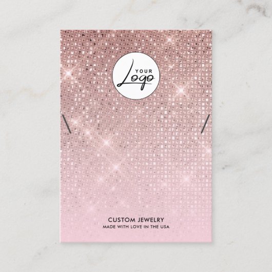 Rose Gold Logo Necklace Armband Display Card Visitenkarte (Vorderseite)