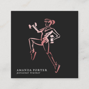 Rose Gold Logo Personal Trainer, Fitnessstudio Quadratische Visitenkarte