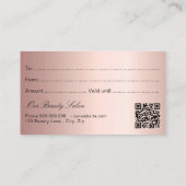 Rose Gold Logo qcode Geschenkgutschein Visitenkarte (Rückseite)