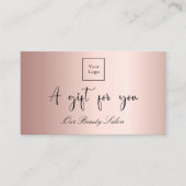 Rose Gold Logo qcode Geschenkgutschein Visitenkarte (Vorderseite)