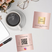 Rose Gold Logo QR Code Instagram folgen Sie uns Quadratische Visitenkarte