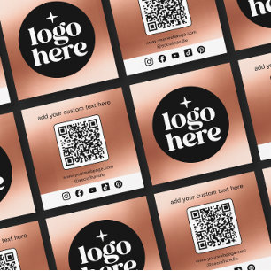 Rose Gold Logo QR Code Social Media Quadratische Visitenkarte