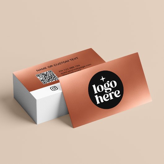 Rose Gold Logo QR Code Social Media Visitenkarte