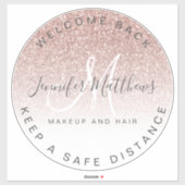 Rose Gold Logo Salon COVID Sicherheit soziale Dist Aufkleber (Blatt)