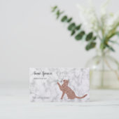 Rose gold Look Katze in Marmor - Tierarzt Visitenkarte (Stehend Vorderseite)
