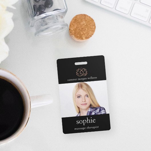 Rose Gold Lotus Blume Foto & Name Ausweis