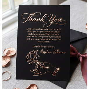 Rose Gold Lotus Hand Dankeskarte Folieneinladung