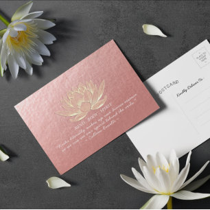 Rose Gold Lotus Yoga Meditation Kursangebot Postkarte