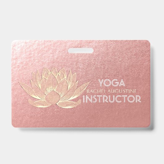 Rose Gold Lotus Yoga Studio Meditation Instructor Ausweis (Front)
