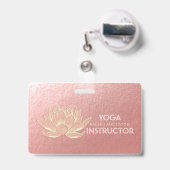 Rose Gold Lotus Yoga Studio Meditation Instructor Ausweis (Back with Retractable)