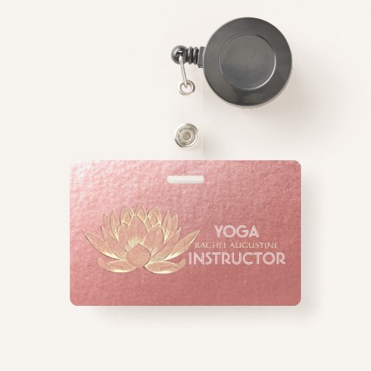 Rose Gold Lotus Yoga Studio Meditation Instructor Ausweis (Vorderseite mit Rechteck)