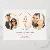 Rose Gold Love Quote Wedding 2 Photos Couple Folieneinladung (Vorderseite)