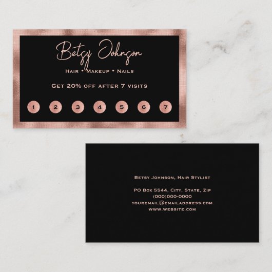 Rose Gold Loyalität Treviso Karte für Schwarze & I (Vorne/Hinten)