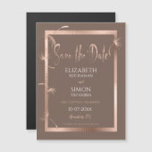 Rose Gold-Lüster und Schokolade Save the Date Magnetkarte (Vorne/Hinten)