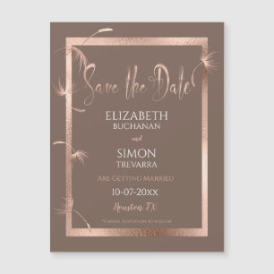 Rose Gold-Lüster und Schokolade Save the Date Magnetkarte