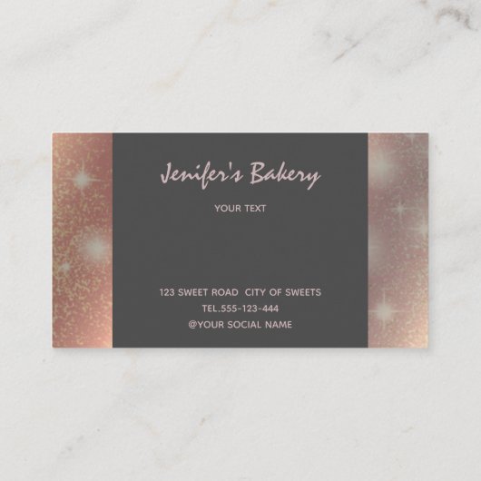 Rose Gold luxuriöse glitterige Tropfen cupcake Bäc Visitenkarte (Rückseite)