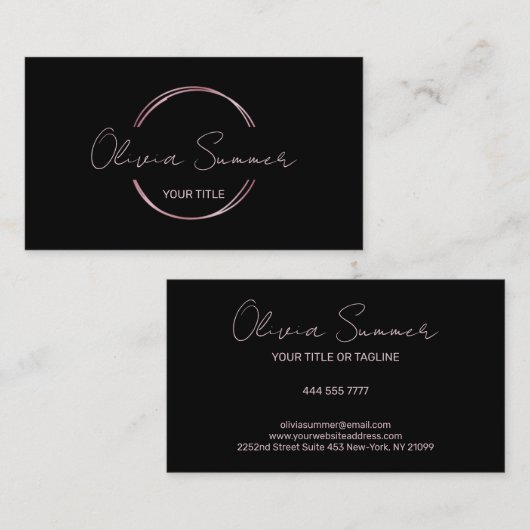 Rose Gold Luxury Circle Visitenkarte (Vorne/Hinten)