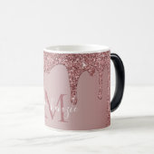 Rose Gold Luxury Driving Glitzer Monogram Verwandlungstasse (VorderseiteRechts)