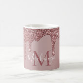 Rose Gold Luxury Driving Glitzer Monogram Verwandlungstasse (Mittel)
