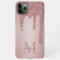 Rose Gold Luxury Glam Glitzer Tropfen Monogram