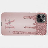 Rose Gold Luxury Glam Glitzer Tropfen Monogram iPhone Hülle (Rückseite (Horizontal))