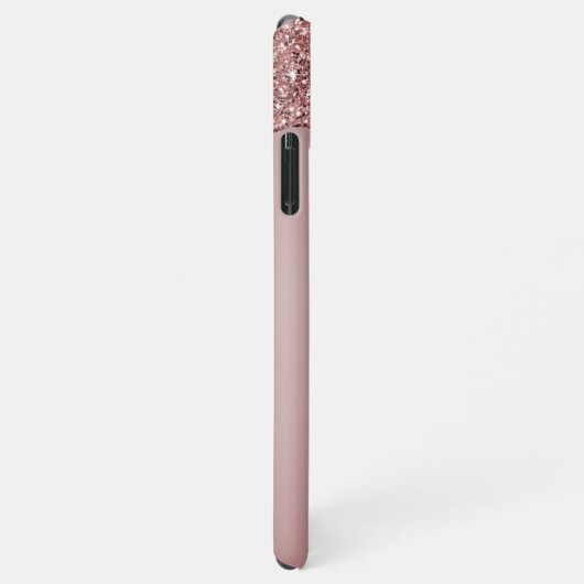 Rose Gold Luxury Glam Glitzer Tropfen Monogram iPhone Hülle (Rechte Seite)