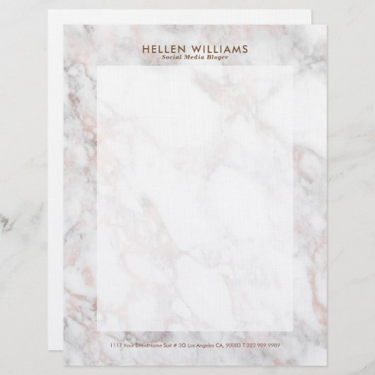 Rose-Gold Luxus-Imitat Marmor Stein Briefbogen (Vorne/Hinten)