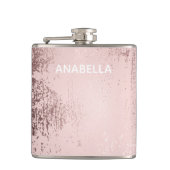 Rose Gold Luxus metallische Personalisiert Flachmann (Vorderseite)