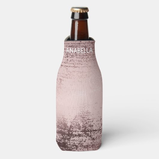 Rose Gold Luxus metallische personalisiert Flaschenkühler (Flaschenvorderseite)