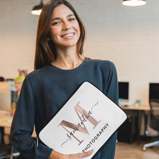 Rose Gold M Monogram Elegante Signature Logo Laptopschutzhülle