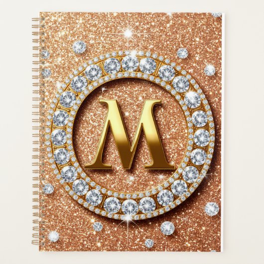 ✨ Rose Gold M Monogramm Planer Chic Geschenk Desig (Vorderseite)