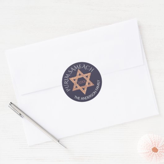 Rose Gold Magen David Custom Purim jeden Urlaub Runder Aufkleber (Umschlag)