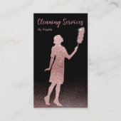 Rose Gold Maid Clearing Services Vertikaler Glitze Visitenkarte (Vorderseite)