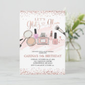 Rose Gold Makeover Girl Geburtstagsfeier Einladung (Stehend Vorderseite)