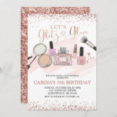 Rose Gold Makeover Girl Geburtstagsfeier Einladung (Vorne/Hinten)