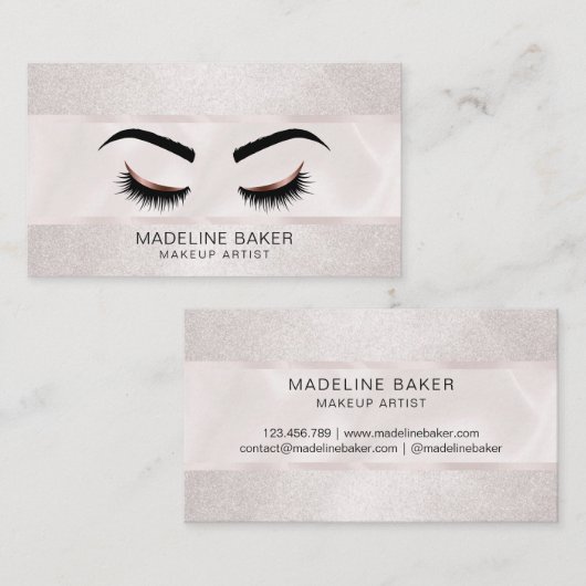 Rose Gold Makeup Artist Eyelash Extension Visitenkarte (Vorne/Hinten)