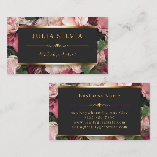 Rose Gold Makeup Artist Hair Salon Business Card Visitenkarte (Vorne/Hinten)