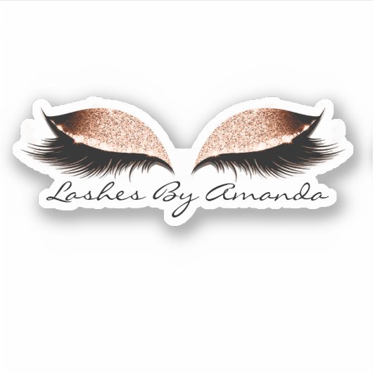 Rose Gold Makeup Artist Lashes Extension Branding Aufkleber (Vorderseite)