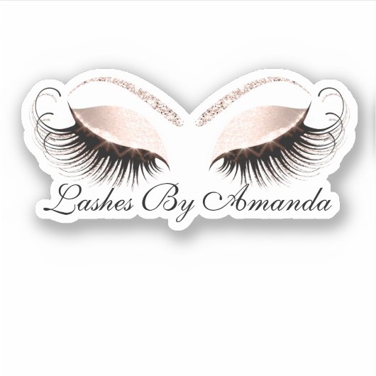 Rose Gold Makeup Artist Lashes Pink Aufkleber (Vorderseite)